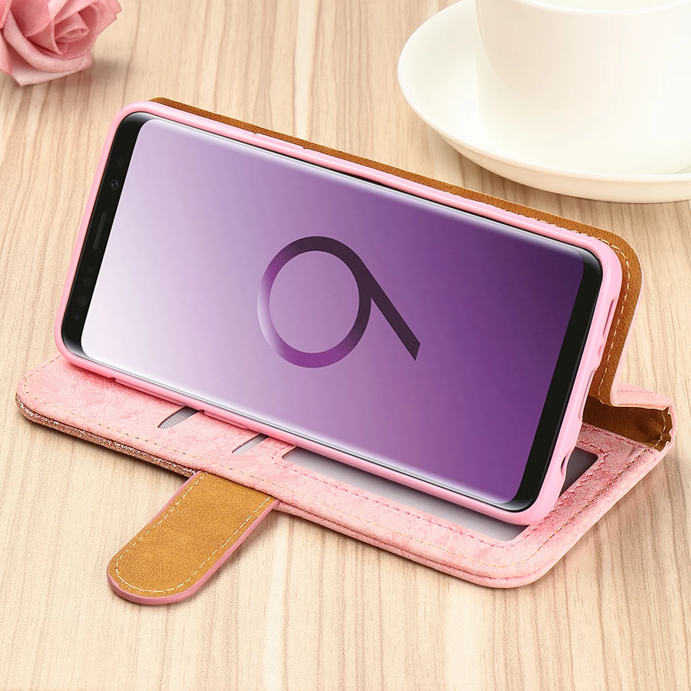 Роскошный блестящий кошелек-чехол для телефона samsung Galaxy S9 Plus S10 S10E, Женский флип-держатель для карт, чехол для samsung S8 S7 Edge