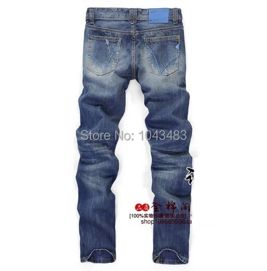 2015 Winter fashion brand Men's jeans casual Classic Simple denim men's pants dark color straight disel free shipping | Мужская