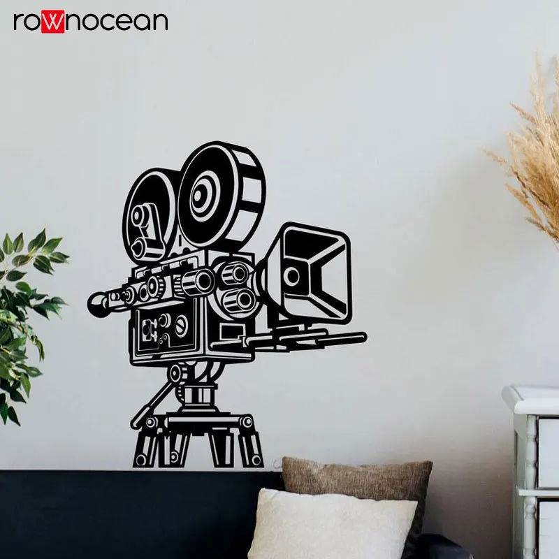 

Retro Camera Wall Decal Cinema Video Film Decor Gift Vinyl Sticker Home Theater Wall Art House Studio Wallpaper Mural 3R23