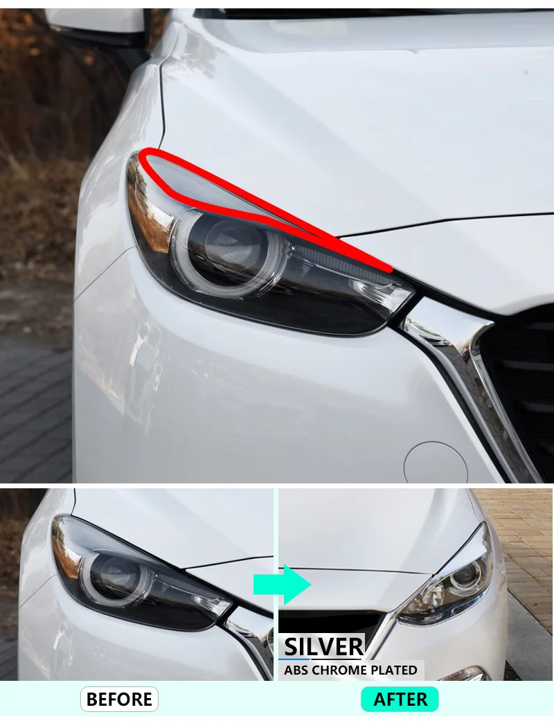 Для Mazda 3 Axela 2014 2015 2016 BM хромированные для передних фар бровей роскошные аксессуары