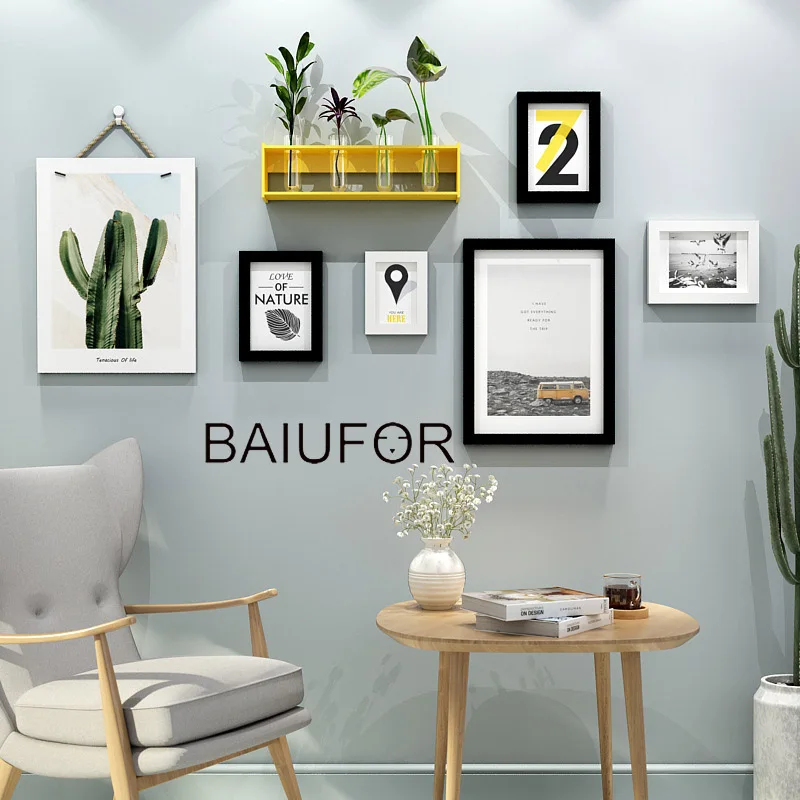 BAIUFOR фото деревянная рамка набор с полкой картины кактусами постер креативный