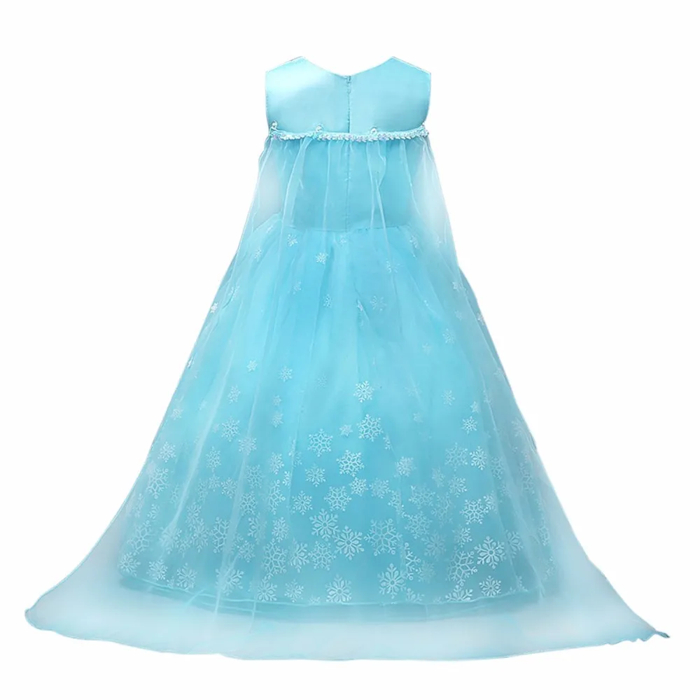 Шифоновое платье для девочек без рукавов со снежинками в стиле принцессы модные