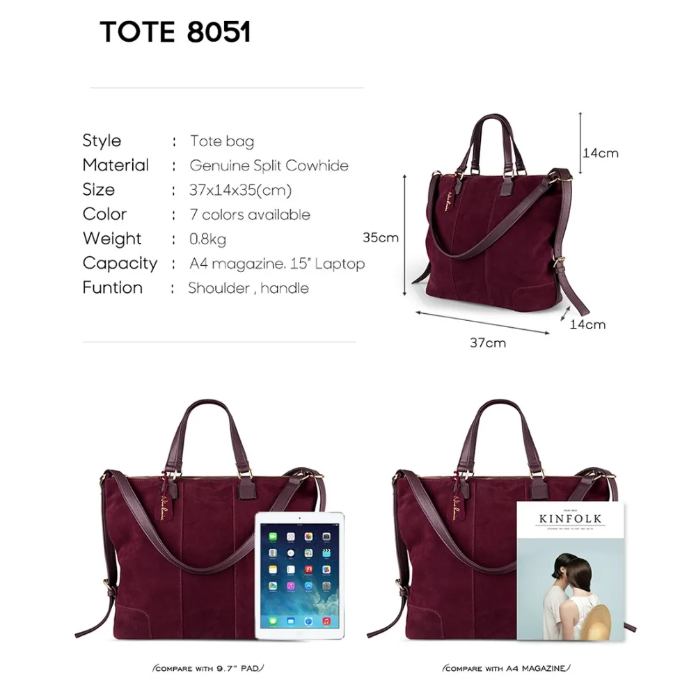 Женская сумка-тоут из натуральной замши и спилка модная большая Повседневная