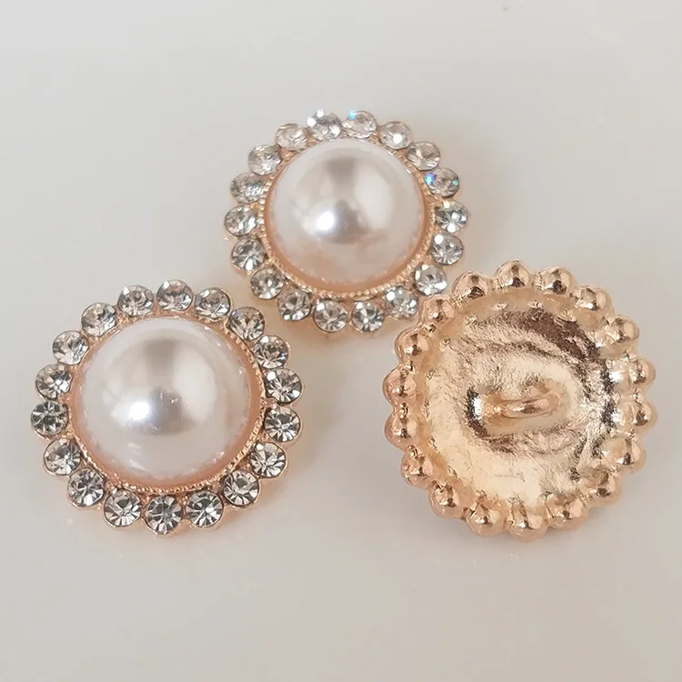 DIY Высокое качество bling Шампанское Жемчуг круглая кнопка со стразами пальто