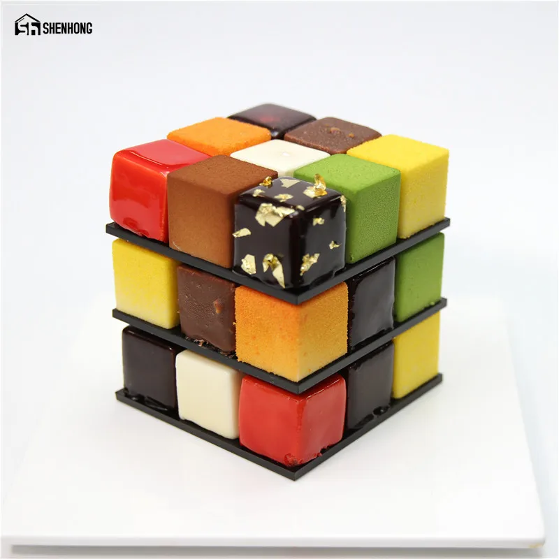 SHENHONG POP Cube 3D формы для торта, формы из алюминиевого сплава, мусс для мороженого, шоколада, десерта, художественная сковорода, формы для выпечки, кондитерские изделия