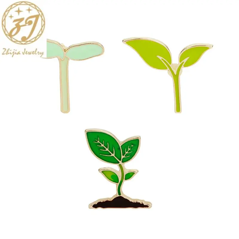 Zhijia Bean Sprouts Seedling Enamel Pins And Brooches Natural Green Tree Plant Badge For Girls | Украшения и аксессуары