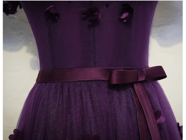 Платье подружки невесты с вышивкой из бисера длинным спереди и вырезом