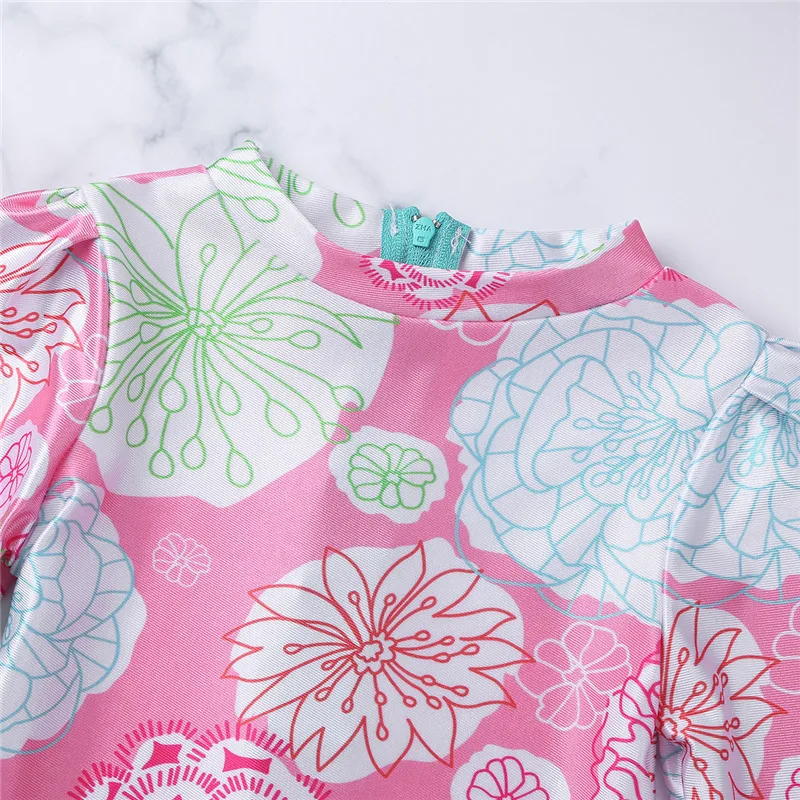 FEESHOW Baby One-piece Swimsuit Bathing Girls Clothes Dress Summer Long Sleeve Toddler Floral Printed Swimwear for | Мать и ребенок