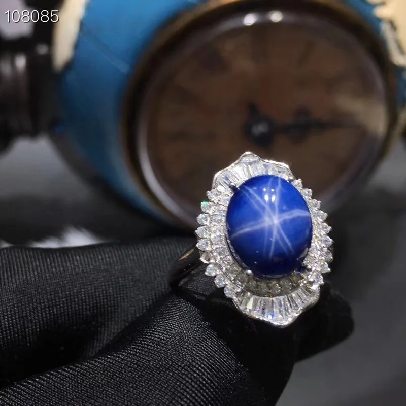 

Sapphire Ring, Star Sapphire, Certificate of Authenticity, 925 Silver Custom Size, Gemstone 5 Carats