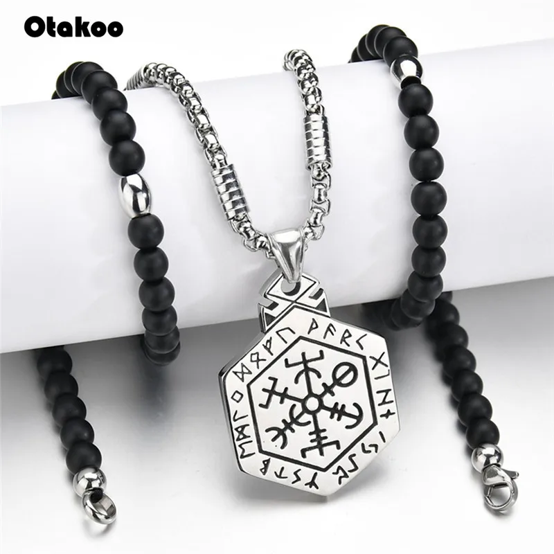Otakoo Новый дизайн Черная 4 мм каменная бусина с каменной бусинкой мужские Подвески