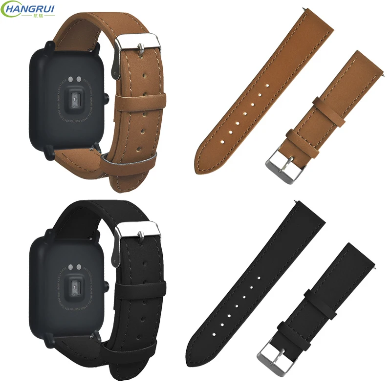 20 мм кожаный ремешок для Amazfit ремешок Bip для samsung galaxy watch 42 мм Сменные аксессуары браслет ремешок для часов
