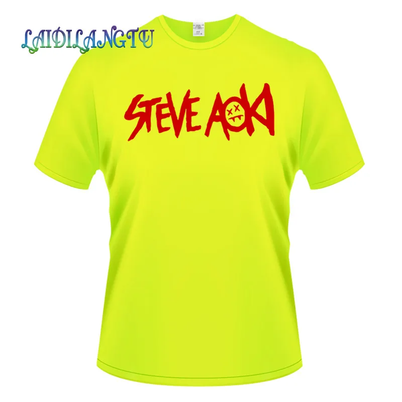 Стив AOKI летняя модная одежда с логотипом Мужская футболка однотонная облегающая