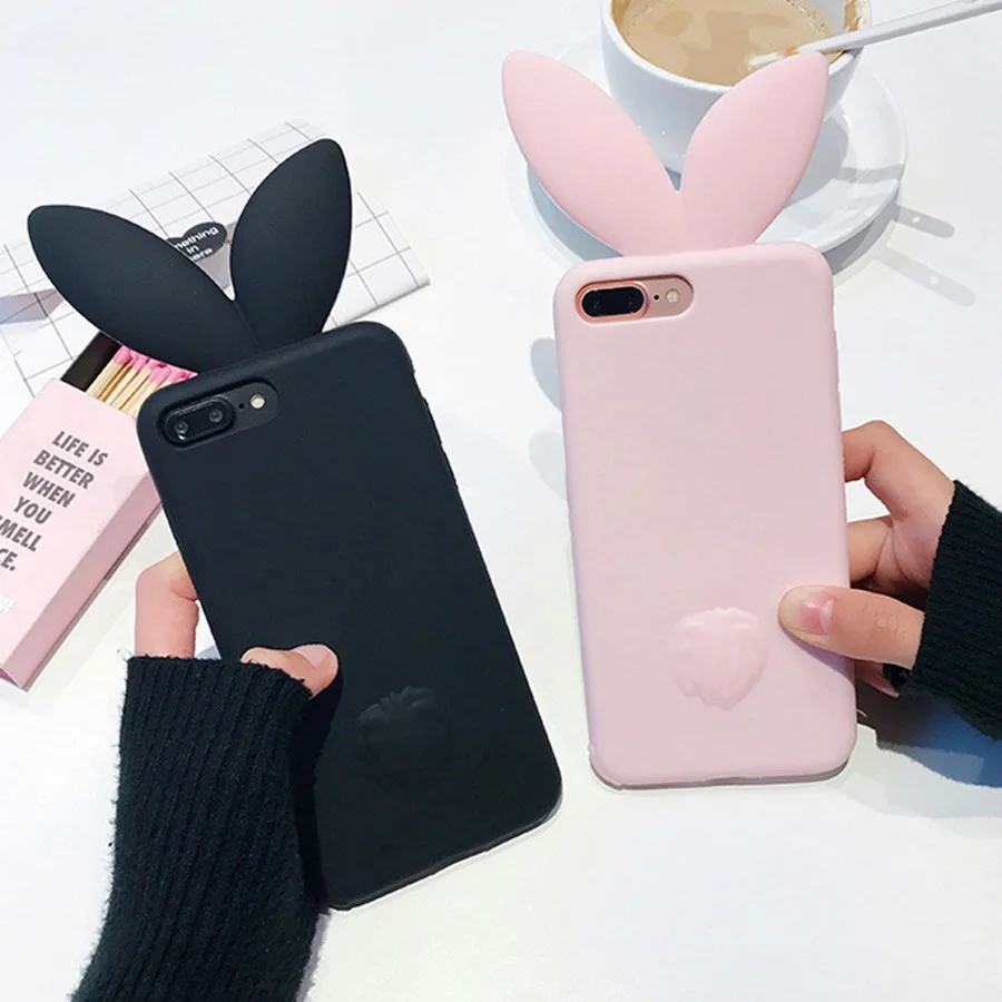 LANCASE 5.5 inch for iPhone 7 Plus Case Silicone Cute Cartoon Rabbit 3D Cover Girls Soft Candy Shell | Мобильные телефоны и