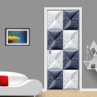 pvc self adhesive door sticker 3d stereoscopic relief lattice modern simple art living room bedroom door home decoration sticker