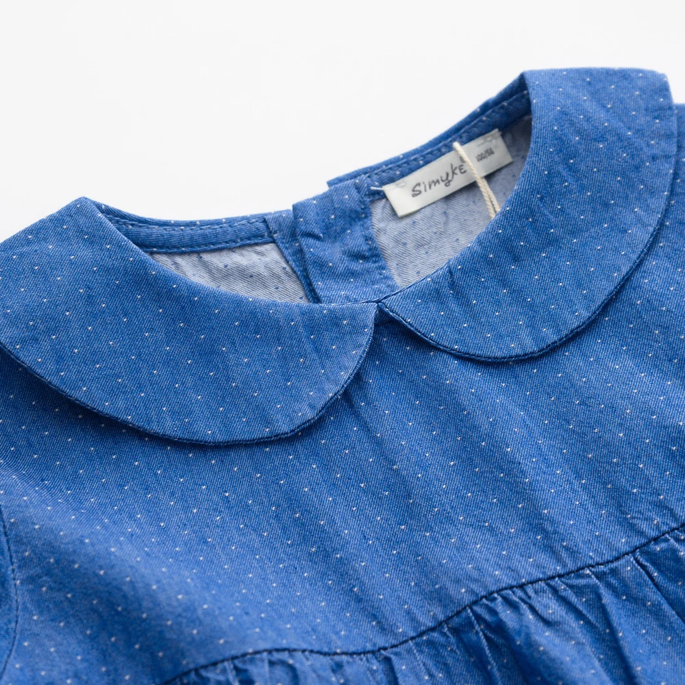 AuroraBaby Girls Dress Denim Cute Fox Dot Pattern Long Sleeve Toddler Girl Clothing 2-9Yrs Party Vestidos de fiesta | Детская одежда и
