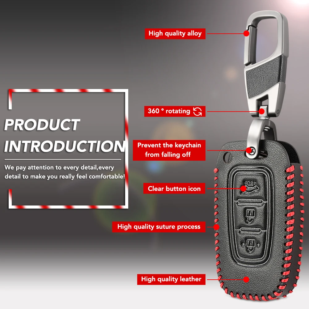 Чехол для смарт ключей из натуральной кожи с 3 кнопками Kia K5/Sportage R/Sorento/Forte