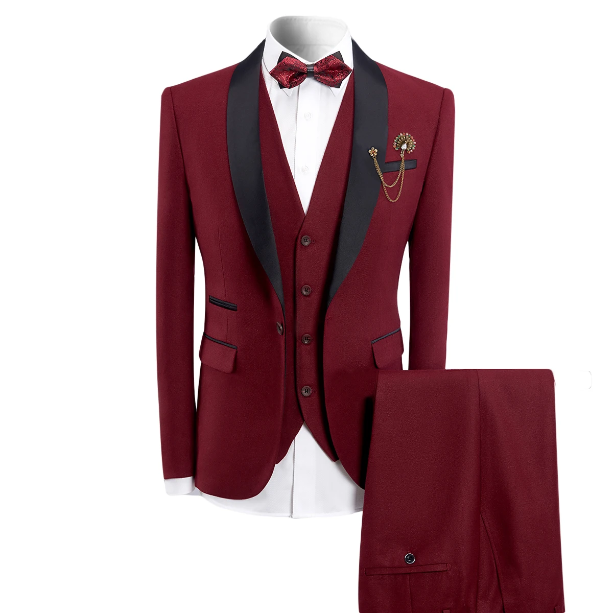YUNCLOS мужской костюм на одной пуговице классический однотонный смокинг из 3