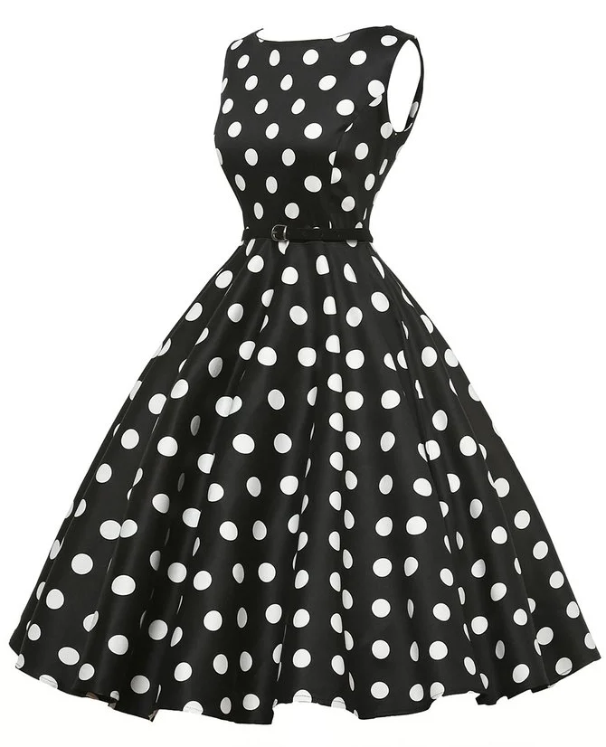 Женское винтажное платье в горошек черно белое белый стиле рокабилли 50 х годов