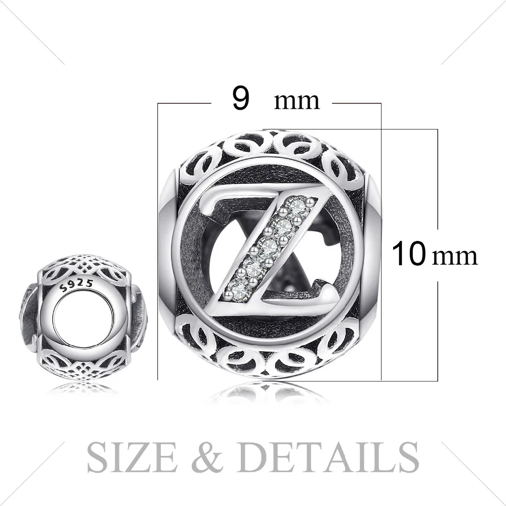 Jewelrypalace стерлингового серебра 925 буквы Z жемчужный бисер Подвески Fit Браслеты