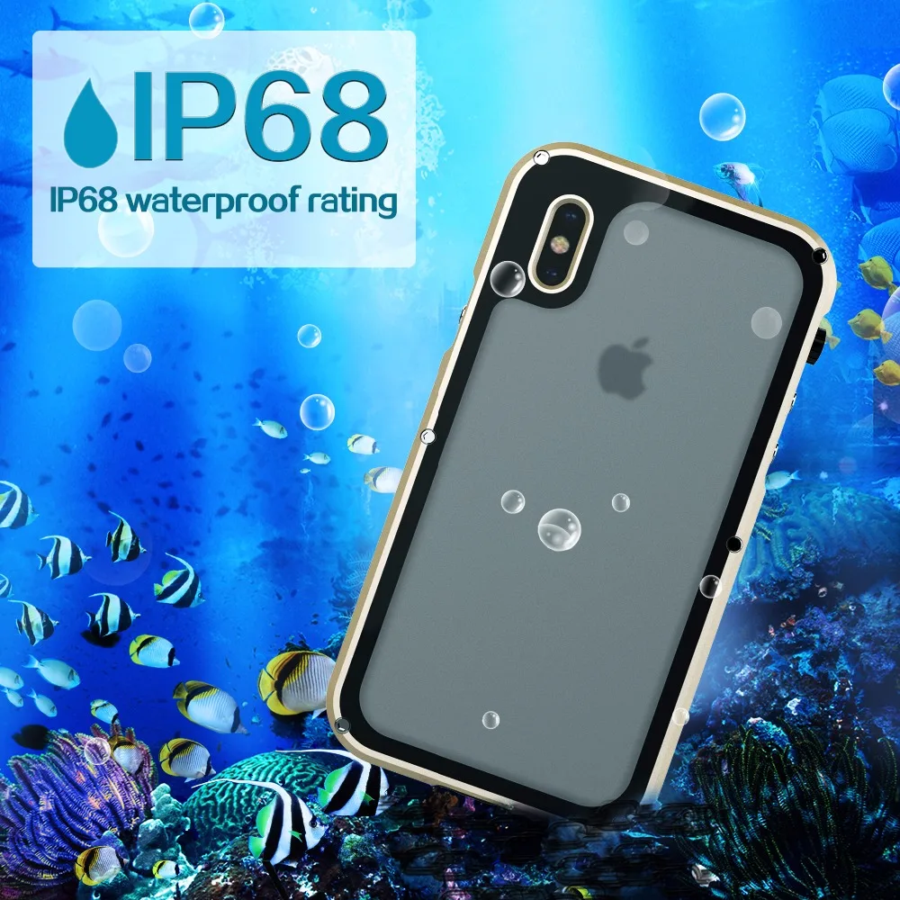 HAISSKY IP 68 водонепроницаемый чехол для телефона для Apple iPhone X 4 цвета противоударный грязеотталкивающий чехол для дайвинга для iPhone X Металлический Чехол