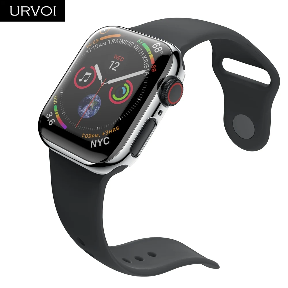 URVOI полное покрытие для Apple Watch series 5 4 3 пластиковый чехол Защита экрана для iWatch Тонкий чехол с гальваническим покрытием 40 44 мм