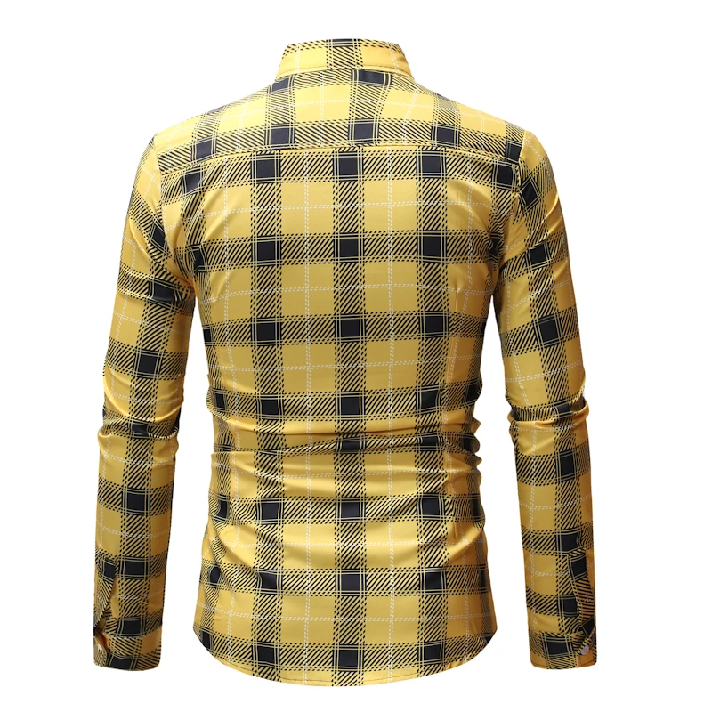 

2019 new fashion trend men's shirt long sleeve shirt plaid shirt brand casual fashion business shirt m-3xl size