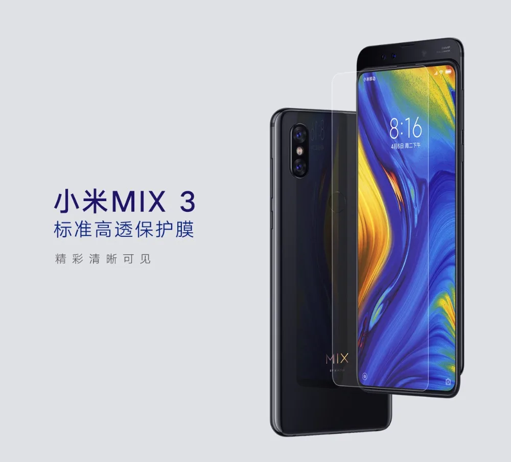 Xiaomi Mix 3 оригинальная ПЭТ-пленка с высокой проницаемостью Защитная пленка для экрана Mix 3(не закаленное стекло) для Xiaomi Mix3