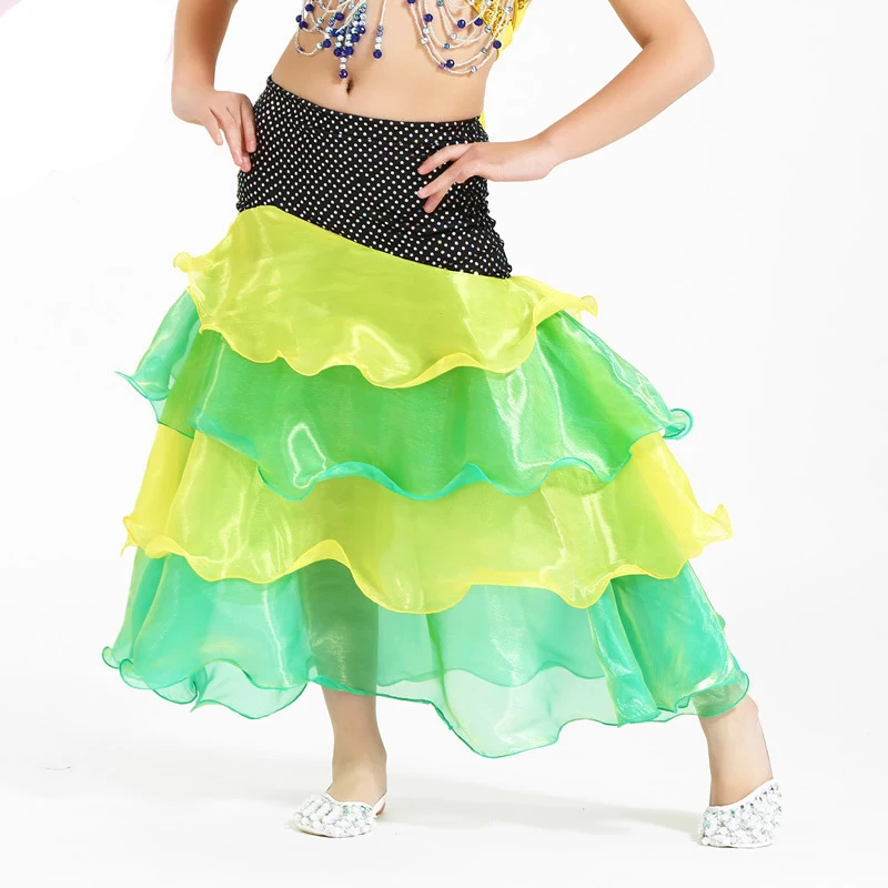 Женский костюм для танца живота длинная облегающая юбка разных цветов 4 слоя 7 |