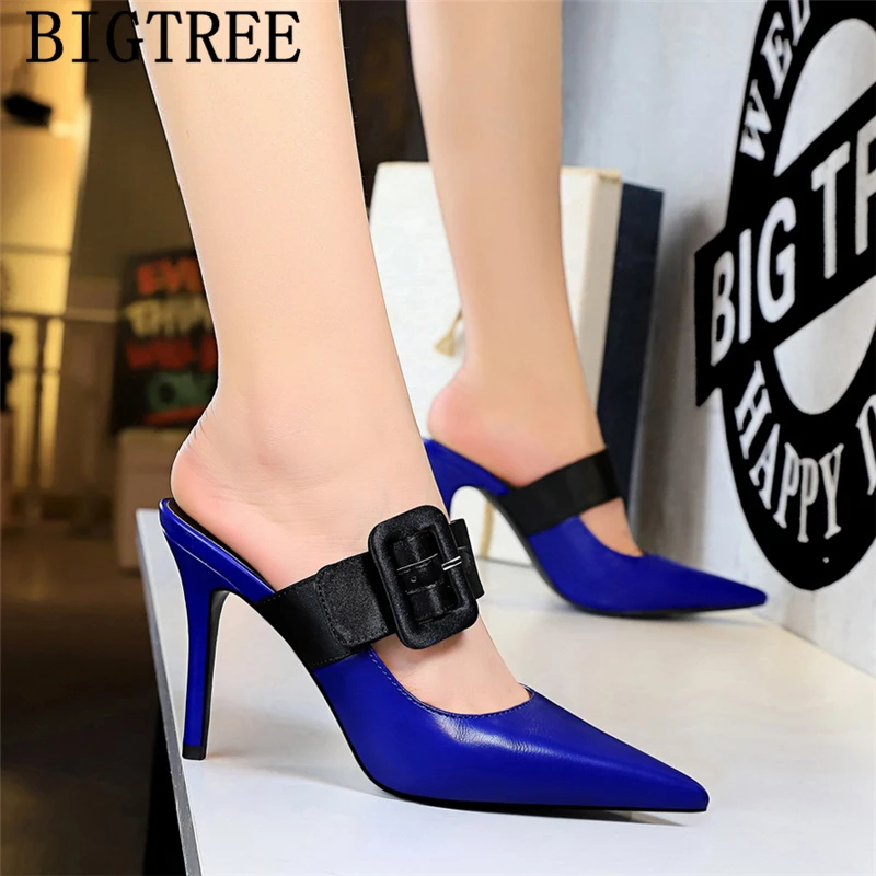Женские туфли на высоком каблуке Bigtree черные вечерние без пяток высоких каблуках