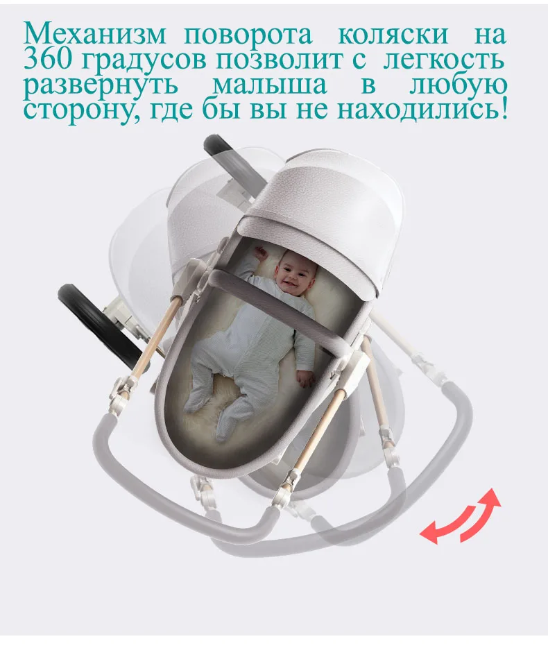 Hotmom/детская коляска из эко-кожи 2 в 1, светильник с четырьмя амортизаторами, может сидеть или лежать в сложенном виде, Россия