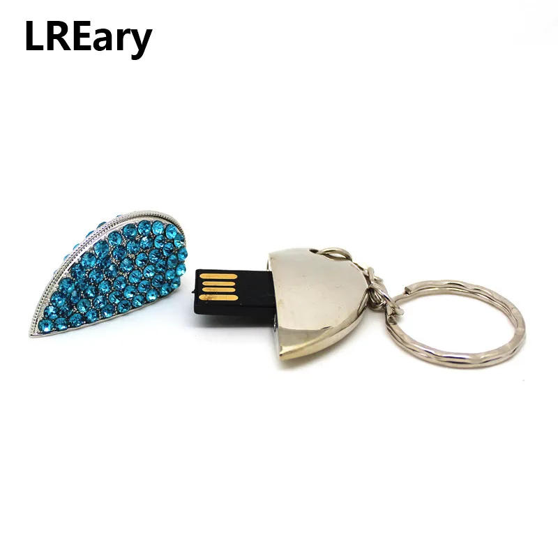 Модный Ювелирный металлический кристалл сердце любовь USB флэш накопитель