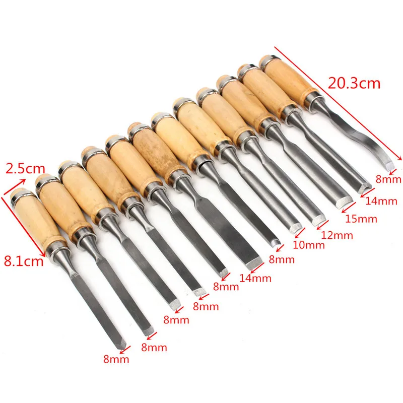 12 шт. профессиональное ручное долото для резьбы по дереву инструменты
