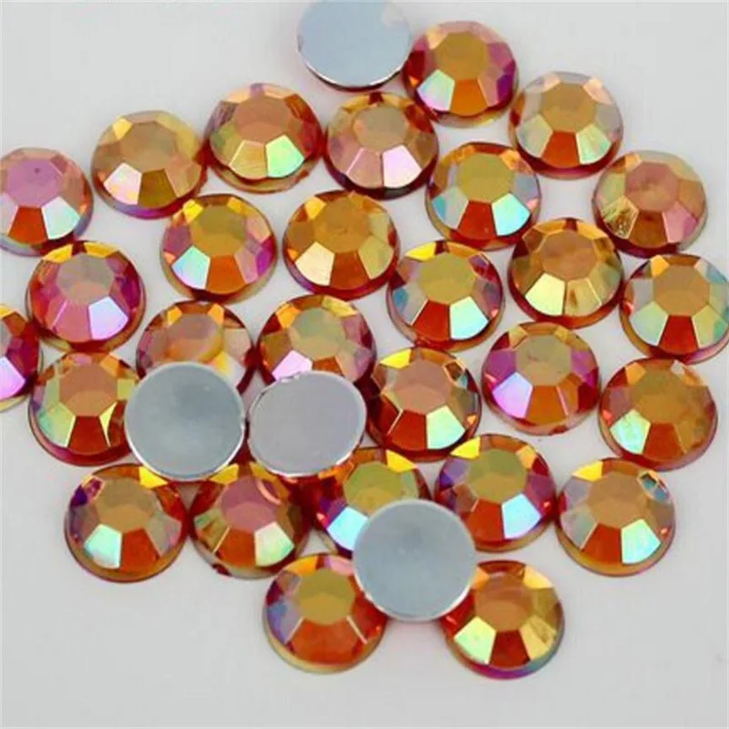 MHS.SUN Orange AB Color 2MM-8MM Acrylic Flatback Rhinestones Loose Round Stones No Glue For Hand Craft Clothing Accessories | Дом и сад