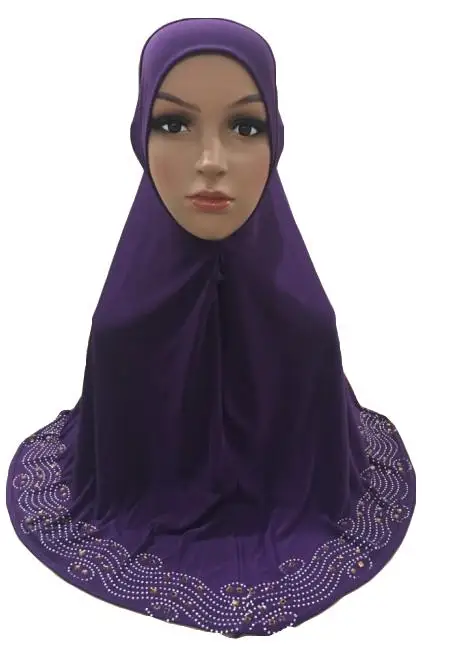 Purple Одна штука Amira хиджаб ниндзя мусульманский женский платок на голову исламский шейный платок на грудь накидка полное покрытие шапочка для молитвы Стразы тюрбан - Цвет: Purple