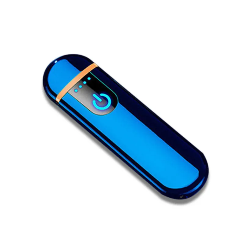 Синий Отпечаток пальца Sensitive мини зажигалка Прикуриватель USB зажигалки ветрозащитная беспламенная перезаряжаемая Электронная зажигалка для курения - Цвет: Синий