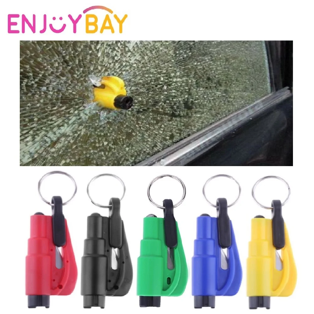 Enjoybay 3 в 1 аварийный мини молоток безопасности брелок Стекло окно ломающийся молоток брелок спасение побег ремень безопасности нож резак