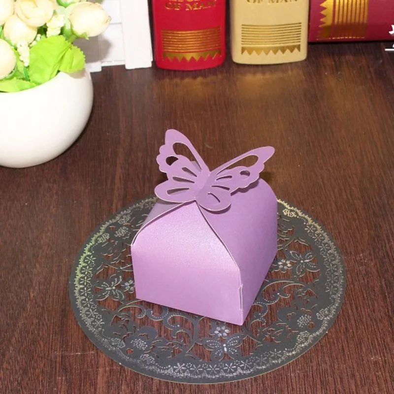10 шт., Rregalos e boda, складная коробка для свадебных конфет с бабочкой для рукоделия, идеи, свадебные сувениры и подарочные коробки, свадебные украшения - Цвет: Purple