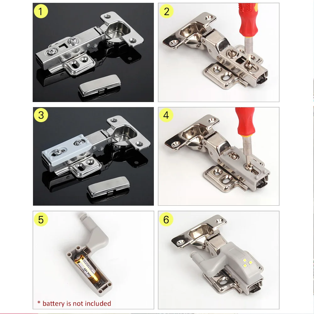 Wireless Battery in Cabinet Lights for home Wardrobe lamp with Intelligent Practical Door Auto On off switch 3LED 6pcs | Лампы и