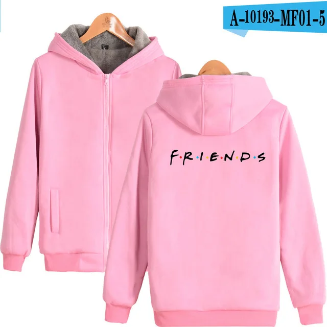 pink Супер теплая толстовка с капюшоном с принтом «Best FRIENDS Forever» для ТВ-шоу, зимняя плотная флисовая толстовка с принтом - Цвет: pink