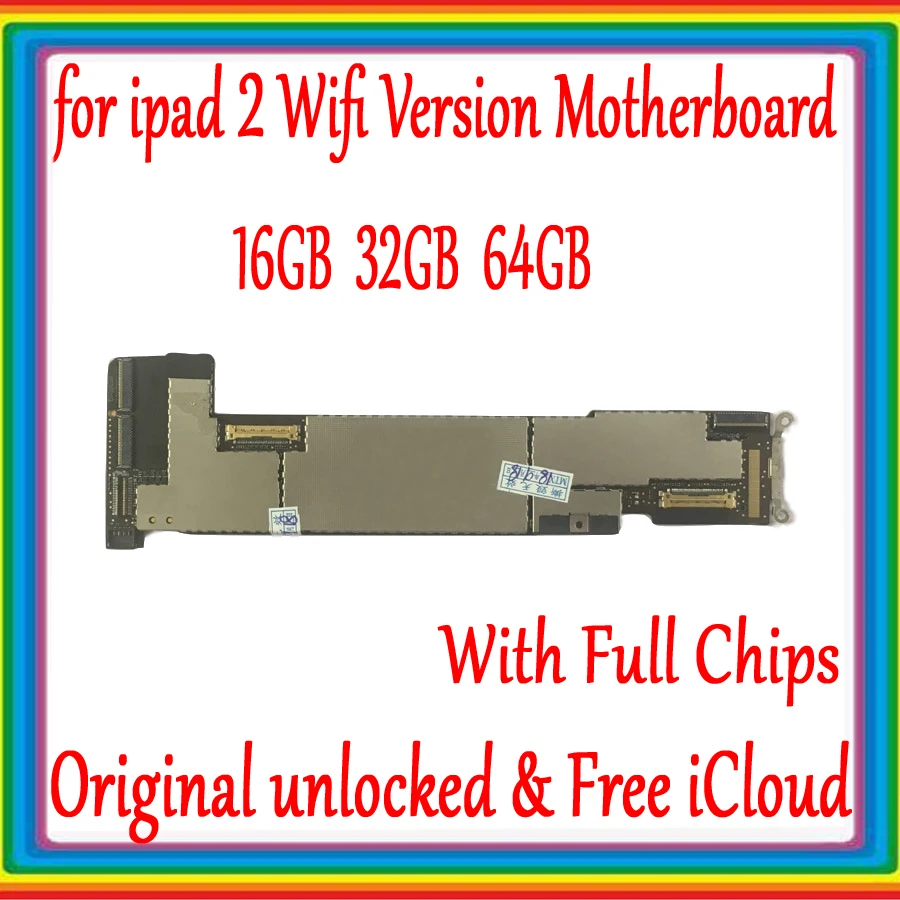 Чистая iCloud для ipad 2 материнская плата разблокированная Оригинальная для ipad 2 материнская плата, Wifi версия/Wifi-3G версия 16 Гб/32 ГБ/64 ГБ