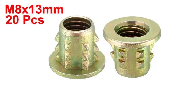 M8x13 Uxcell, высокое качество, 20 шт./лот, M4, M5, M6, M8, мебельная фурнитура, деревянная вставка, е-гайка, винты, цинковый сплав, бронзовый тон, длина 11-15 мм - Цвет: M8x13