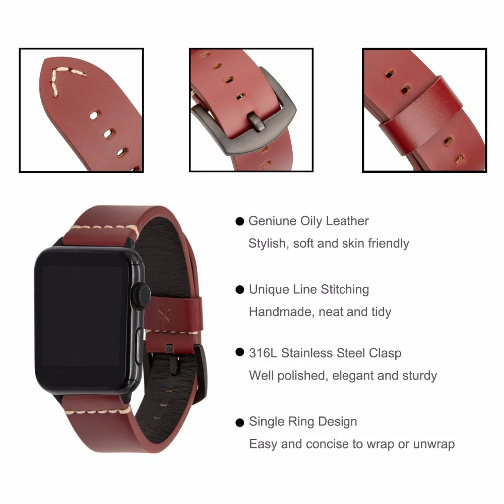 Trumirr кожаный ремешок для часов iWatch Apple Watch 38 мм 40 мм 42 мм 44 мм серии 5 4 3 2 1 ремешок браслет на запястье