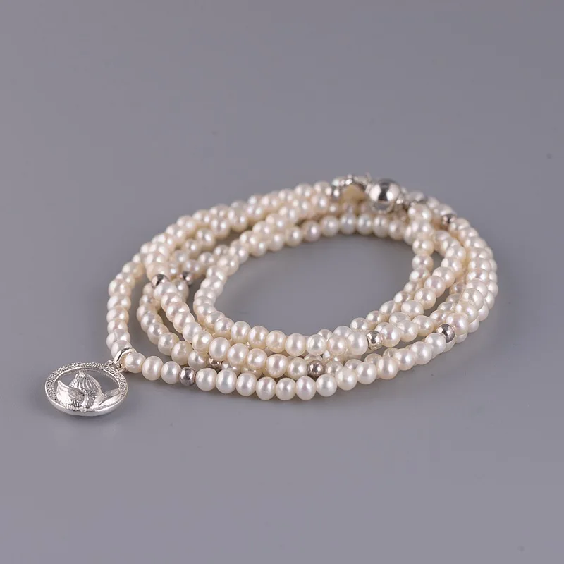 Женское ожерелье из серебра 925 пробы с жемчугом | Украшения и аксессуары