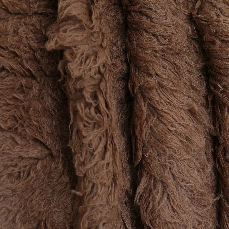 Khaki Fluffy Curly Wool Blanket Photography Props Baby Boys Blanket  Newborn Backdrops Thick Plush Wool Rug Beanbag Cover Layer
