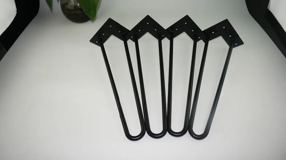 [Free shipping] 4 pcs 16&quot black metal furniture hairpin legs 2-rod/pin style | Мебель