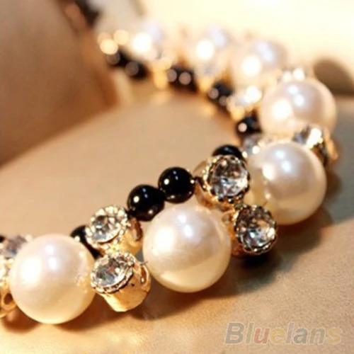 Двухрядная Регулируемая ленточная цепь жемчужное колье под шею для женщин 091Z |