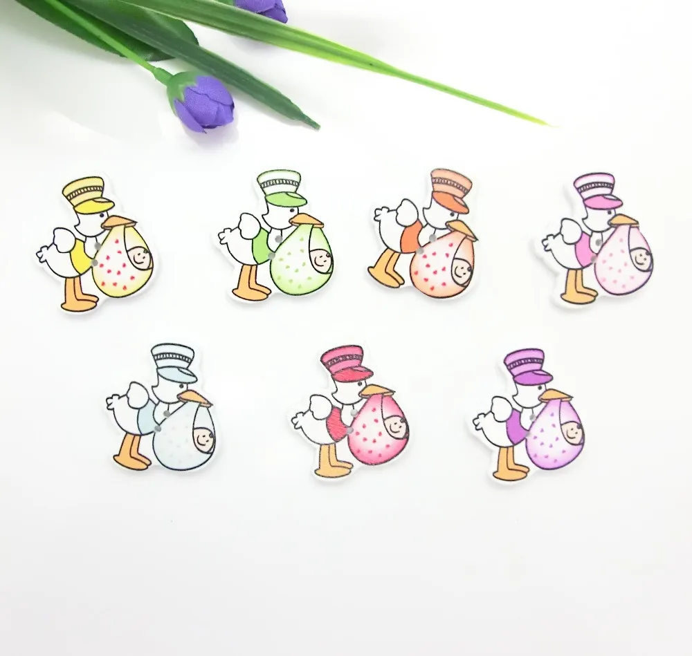 Бесплатная доставка 50 шт Случайные Смешанные 2 отверстия узор утка переноски