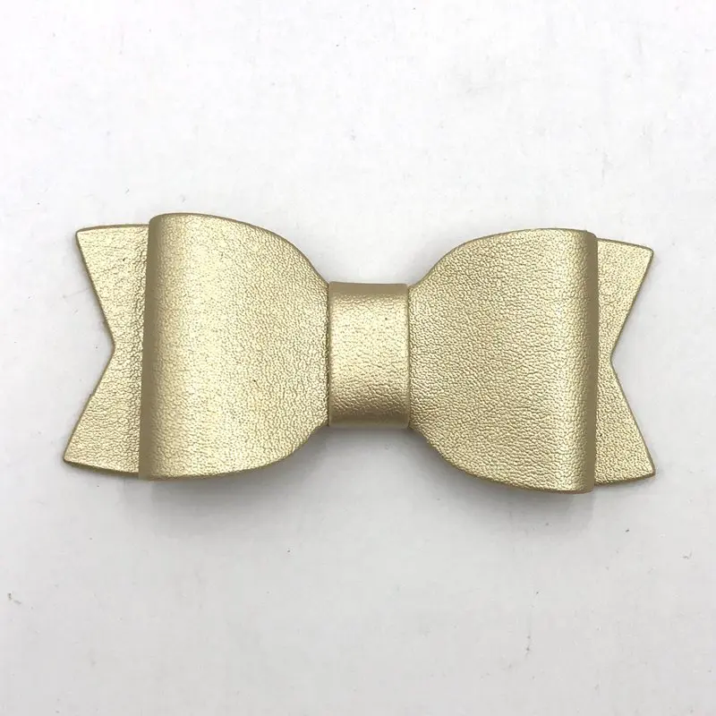 gold 2 шт., розничная, модный бант из искусственной кожи 3 дюйма с зажимами, европейские аксессуары для волос, повязка на голову, бандо, лента для волос, однотонный кожаный бант - Цвет: gold