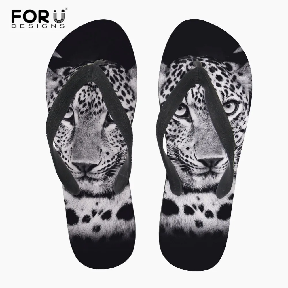 FORUDESIGNS/мужские шлепанцы с леопардовым принтом Мужские Летняя обувь Сандалии для