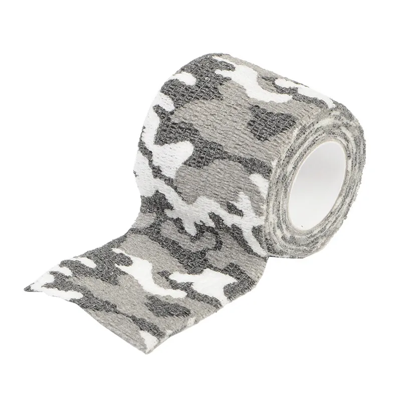 White Camo Тактическая 5 см x 4,5 м самоклеящаяся Камуфляжная Лента армейская камуфляжная обертка для винтовки, охоты, стрельбы, велосипедного инструмента невидимая лента водонепроницаемая - Цвет: White Camo